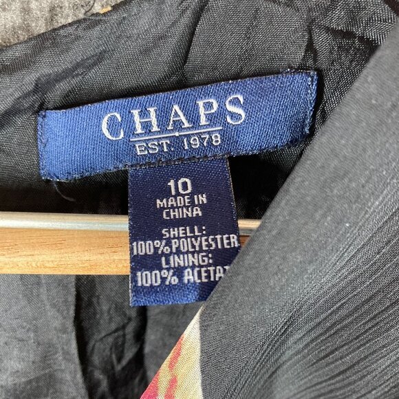 Chaps Fit 'n' Flare Maxi Dress Womens 10 Black Floral Flowy - Picture 3 of 8